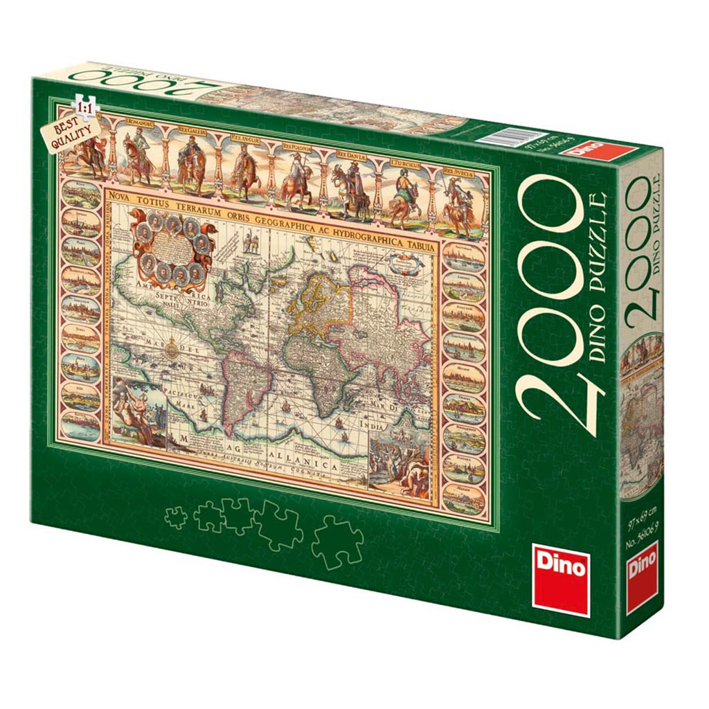 Puzzle Carte du Monde Antique Dino 56106 2000 pièces Puzzles Cartes