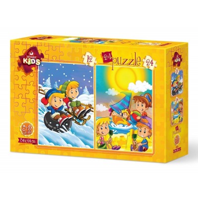 2 Puzzles - Ete - Hiver Art-Puzzle-5553 12 pièces Puzzles - Bébés et Enfants  - /Planet'Puzzles
