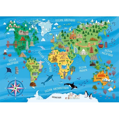 Puzzle Carte du Monde Nathan-86775 100 pièces Puzzles - Cartes et  Mappemondes pour Enfants - /Planet'Puzzles