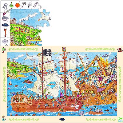 Puzzle Djeco Silhouette Pirate 36 Pieces Enfants Garçons 4 Ans +