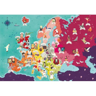 Puzzle Exploring Maps : Europe - Monuments + Personnes Clementoni