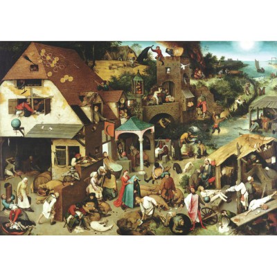 Wentworth-RMN225 Puzzle en Bois - Pieter Brueghel: Les Proverbes Flamands