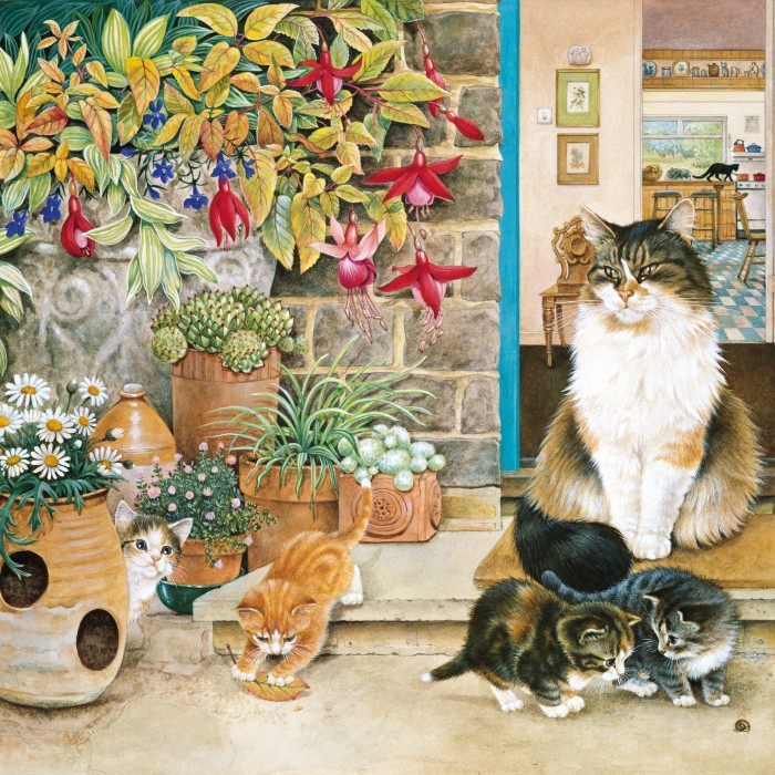 Puzzle  Alipson-Puzzle-F-50183 Agneatha et ses Chatons sur le Pas de la Porte
