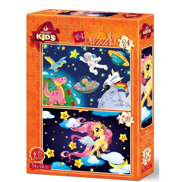  Art-Puzzle-4492 2 Puzzles -  L'Astronaute et le Bébé Pégase