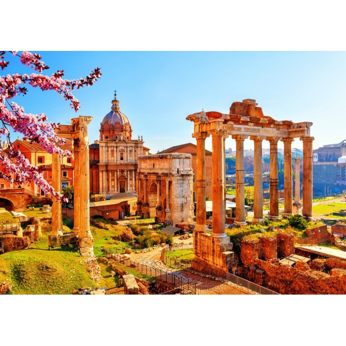 Puzzle  Bluebird-Puzzle-F-90262 Roman Ruins in Spring, Italy