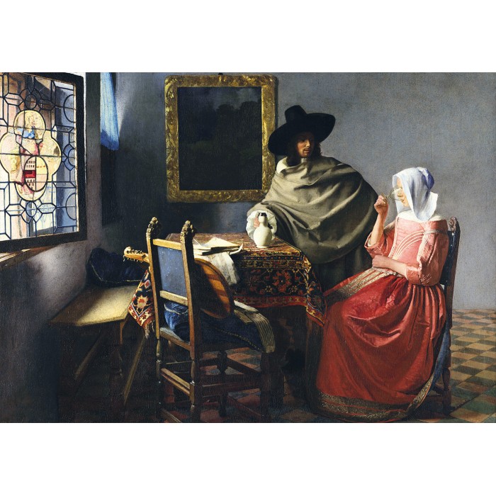 Puzzle   Johannes Vermeer - The Glass of Wine, 1661