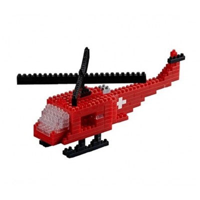 Brixies-58716 Nano Puzzle 3D - Hélicoptère Suisse (Level 3)