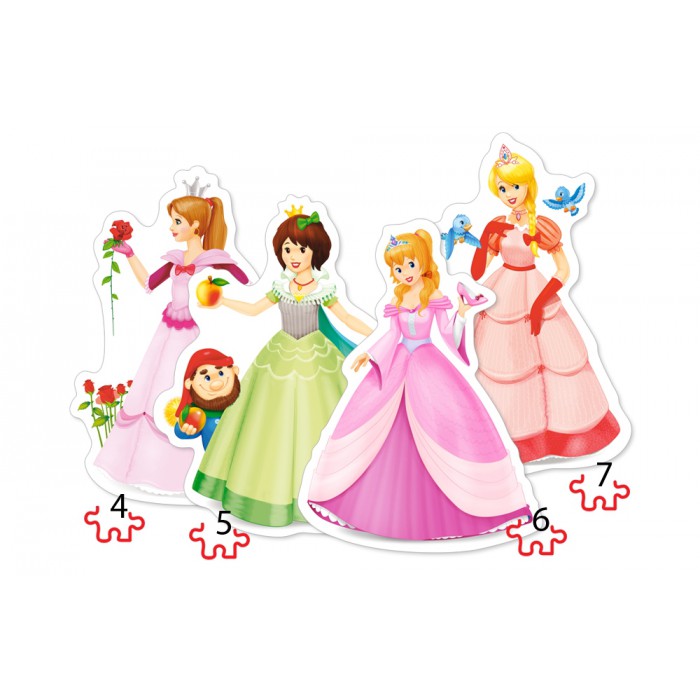 Castorland-04409 4 Puzzles - Princesses