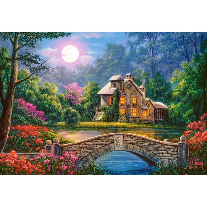 Puzzle  Castorland-104208 Chalet dans le Jardin de la Lune