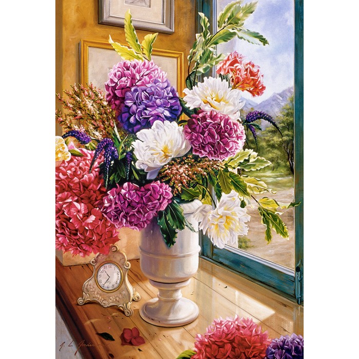 Puzzle  Castorland-104444 Nature Morte aux Hortensias