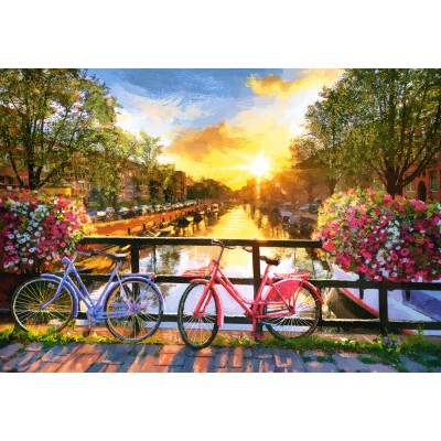 Puzzle Castorland-104536 Picturesque Amsterdam with Bicycles
