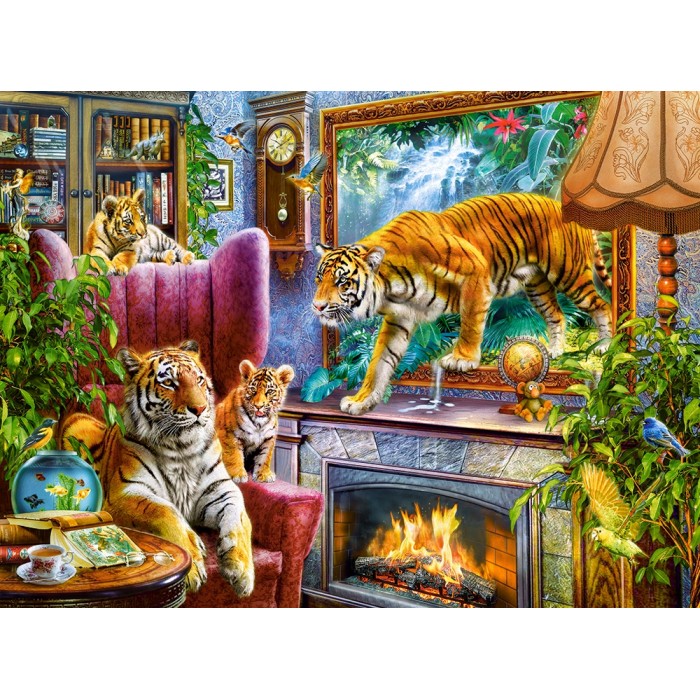 Puzzle  Castorland-300556 Les Tigres s'Animent