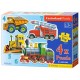4 mini Puzzles : Véhicules chantier, pompier et locomotive