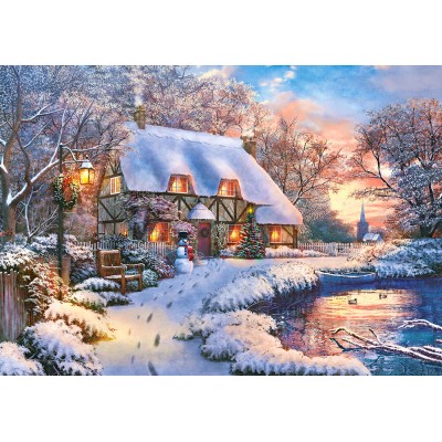 Puzzle Castorland-53278 Cottage d'Hiver