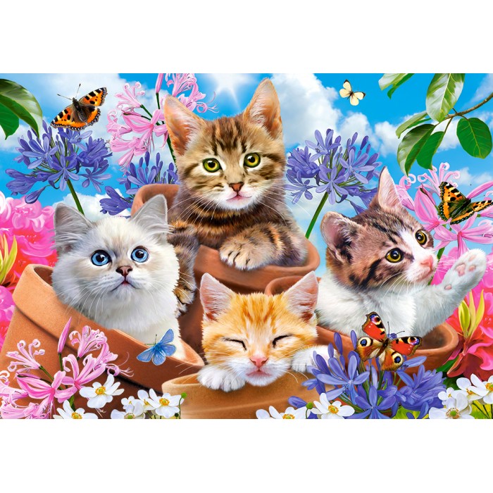 Puzzle  Castorland-53513 Chats avec Fleurs