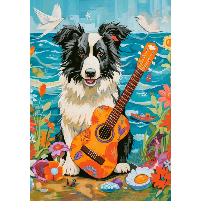 Puzzle  Castorland-54008 Chien, Guitare et Mer