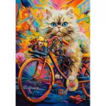 Puzzle  Castorland-54015 Le vélo fleuri du chaton