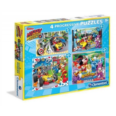 Clementoni-07718 4 Puzzles - Mickey and the  Roadster Racers