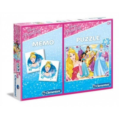 Clementoni-07915 Puzzle Disney Princess + Memo