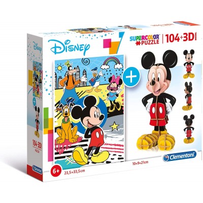 Clementoni-20157 Mickey Mouse (Puzzle + Modèle 3D)