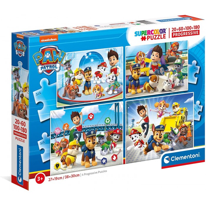Clementoni-21412 4 Puzzles - Pat Patrouille