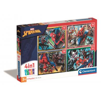 Clementoni-21515 4 Puzzles - Spider-Man