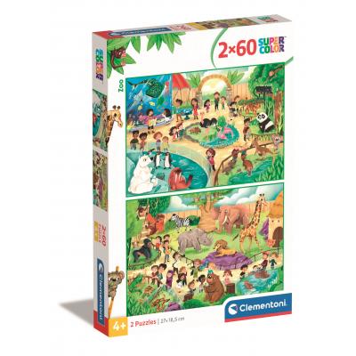 Clementoni-21603 2 puzzles - Zoo - 2x60 Pièces
