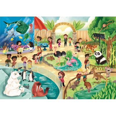 Clementoni-21603 2 puzzles - Zoo - 2x60 Pièces