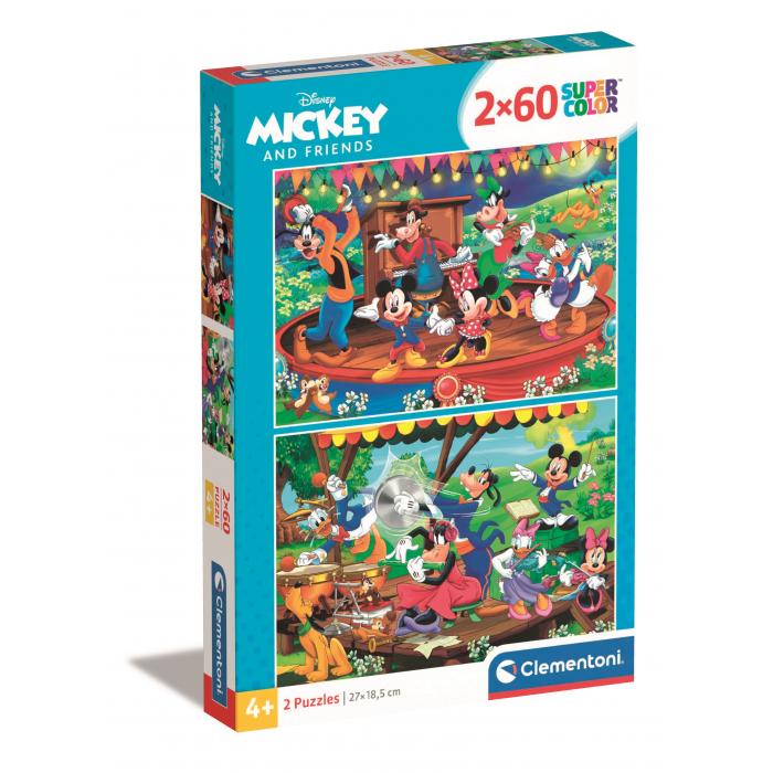  Clementoni-21620 2 Puzzles - Mickey and Friends - 2x60 Pièces