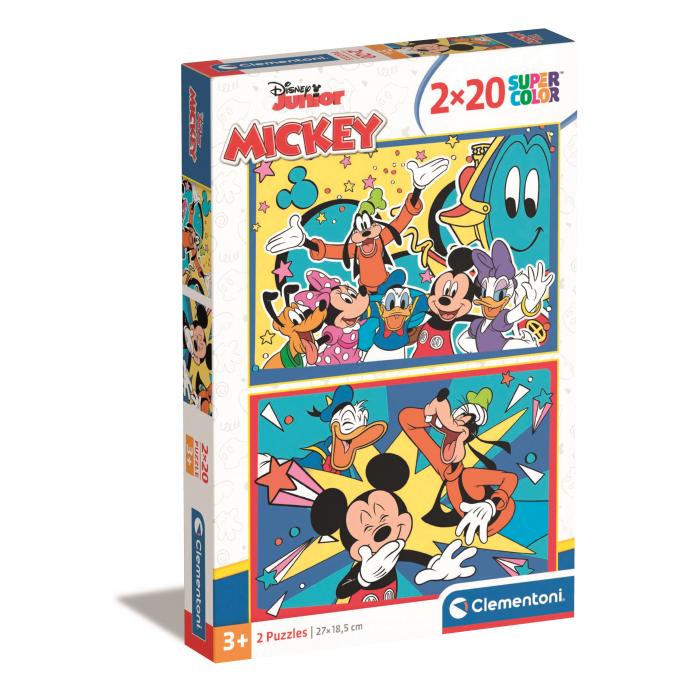 Clementoni-24791 2 Puzzles - Mickey and Friends