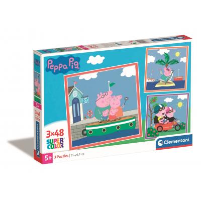 Clementoni-25293 3 Puzzles - Peppa Pig