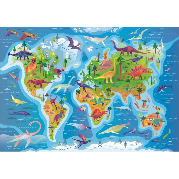 Puzzle  Clementoni-29790 La Carte des Dinosaures