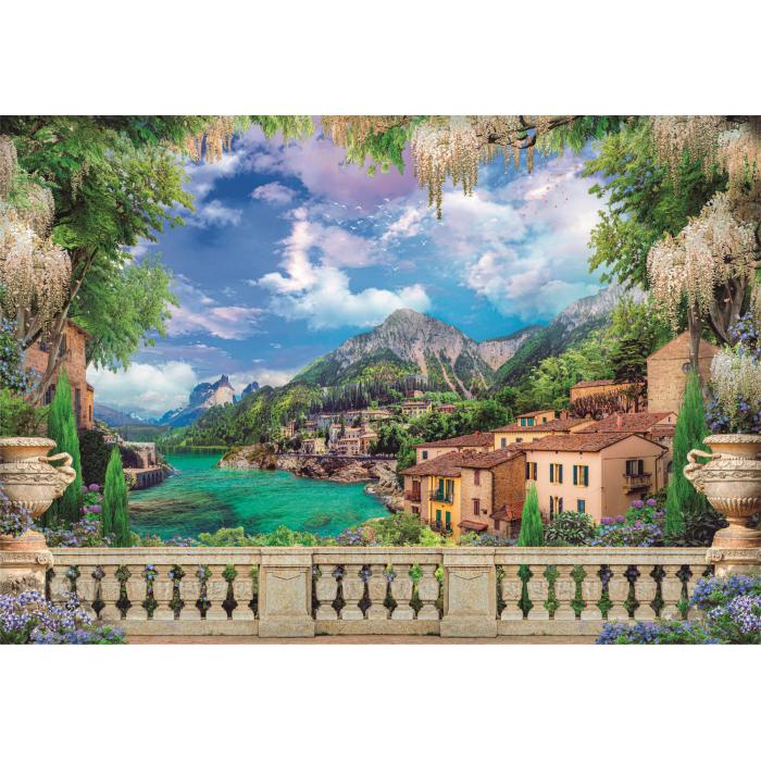 Puzzle  Clementoni-33553 Terrasse Luxuriante au Bord du Lac