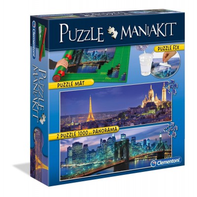 Clementoni-39277 Mania Kit : 2 Puzzles + 1 Tapis de Puzzle 1500 Pièces