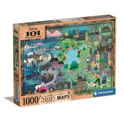 Puzzle Clementoni-39665 Story Maps - Les 101 Dalmatiens