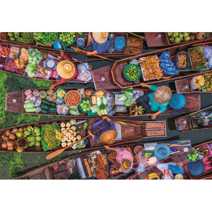Puzzle  Clementoni-39932 Marché Flottant Thaïlandais
