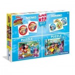   Super Kit 4 in 1 - Mickey and The Roadster Racers - 2 Puzzles + Memo + Domino