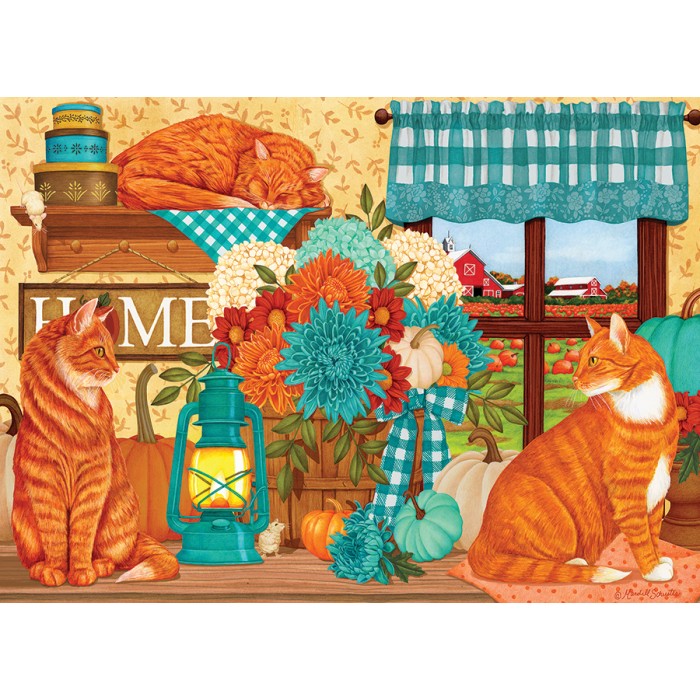 Puzzle  Cobble-Hill-45075 Chats du Champ de Citrouilles