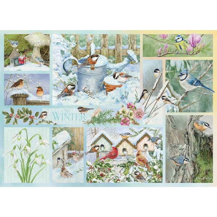 Puzzle  Cobble-Hill-45104 Oiseaux de Jardin en Hiver