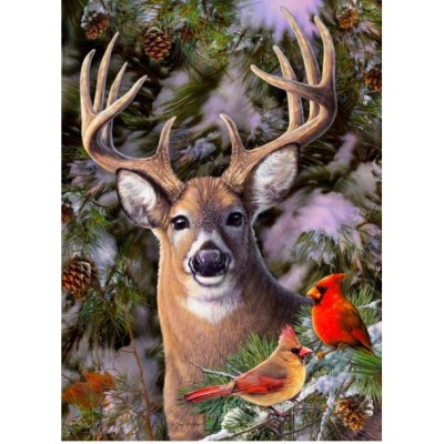 Puzzle Cobble-Hill-85014 Pièces XXL - One Deer Two Cardinals