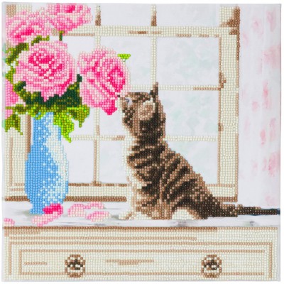 Puzzle Crystal-Art-5856 Crystal Art - Kit Broderie Diamant - Chaton