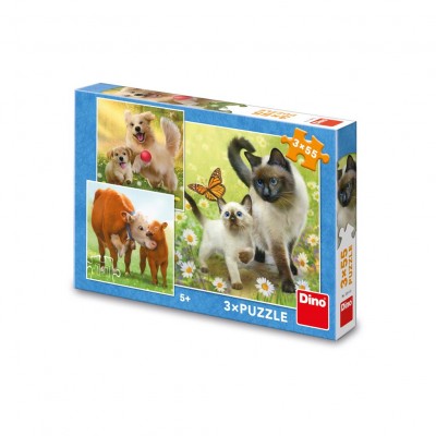 Dino-33544 3 Puzzles - Famille