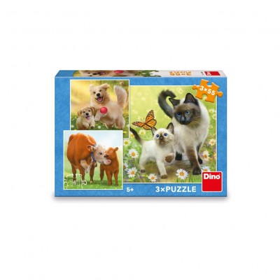 Dino-33544 3 Puzzles - Famille