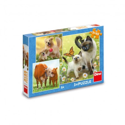 Dino-33544 3 Puzzles - Famille