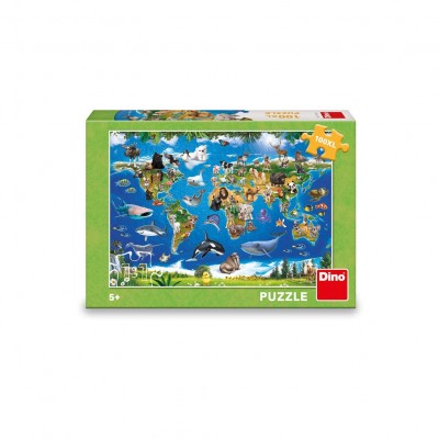 Puzzle Dino-34356 Pièces XXL - Carte des Animaux