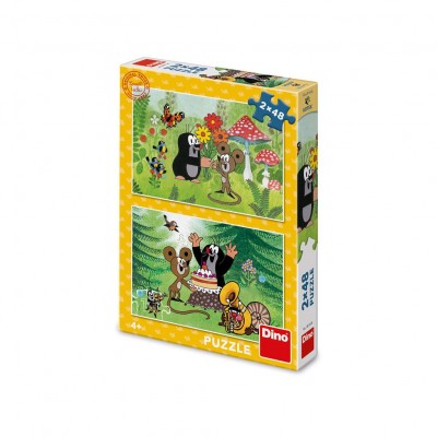 Dino-38169 2 Puzzles - La Petite Taupe : Fête