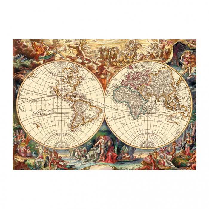 Puzzle  Dino-53249 Vieille Carte du Monde