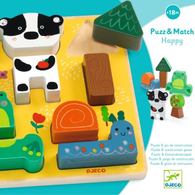 Puzzle Djeco-01075 Puzz & Match Heureux