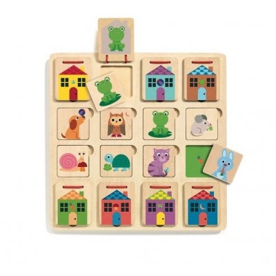 Djeco-01520 Puzzle en Bois - Puzzle Cabanimo