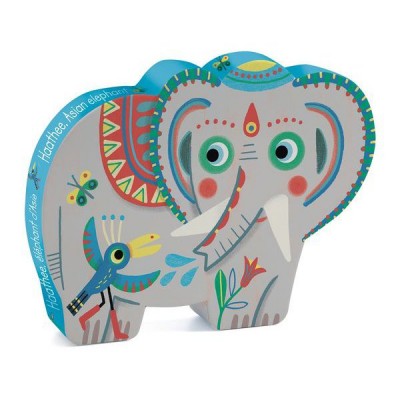 Djeco-07208 Puzzle Silhouette - Haathee Eléphant d'Asie